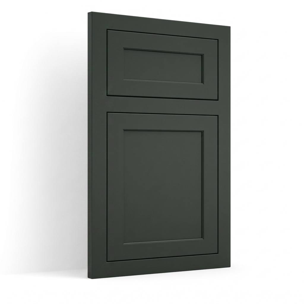 La Gomera — Inset Raised Panel custom cabinet door in Charleston Green