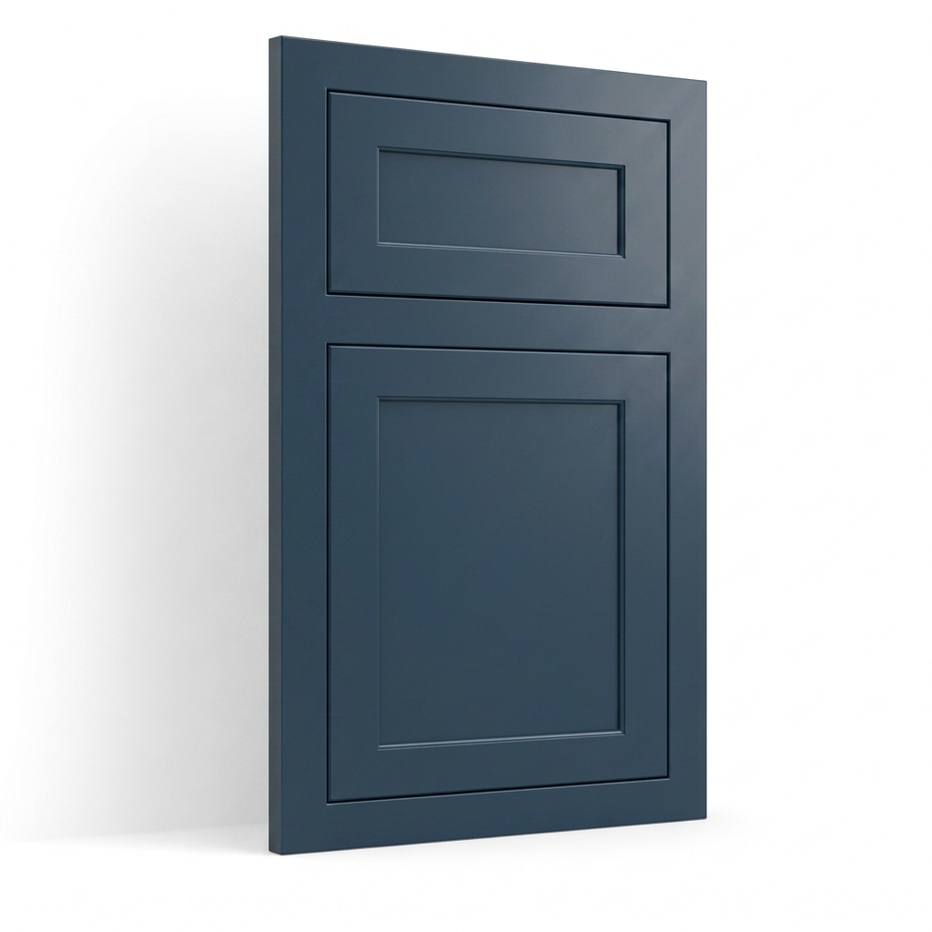 Torquay — Inset Raised Panel custom cabinet door in Hague Blue